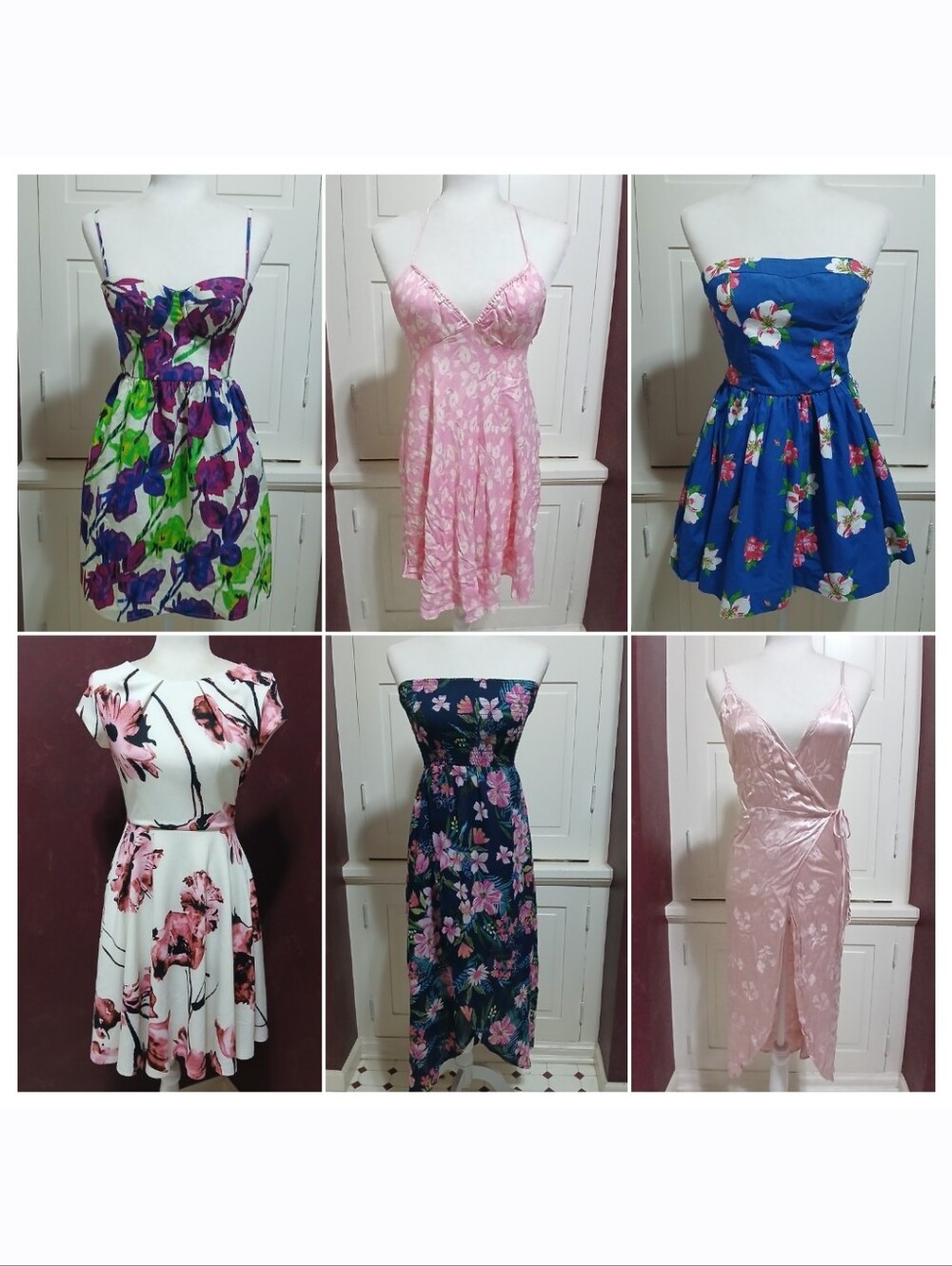 Lot of 6 Size XS Floral Flower Tank Slip Dress Zara Hollister Topshop *READ